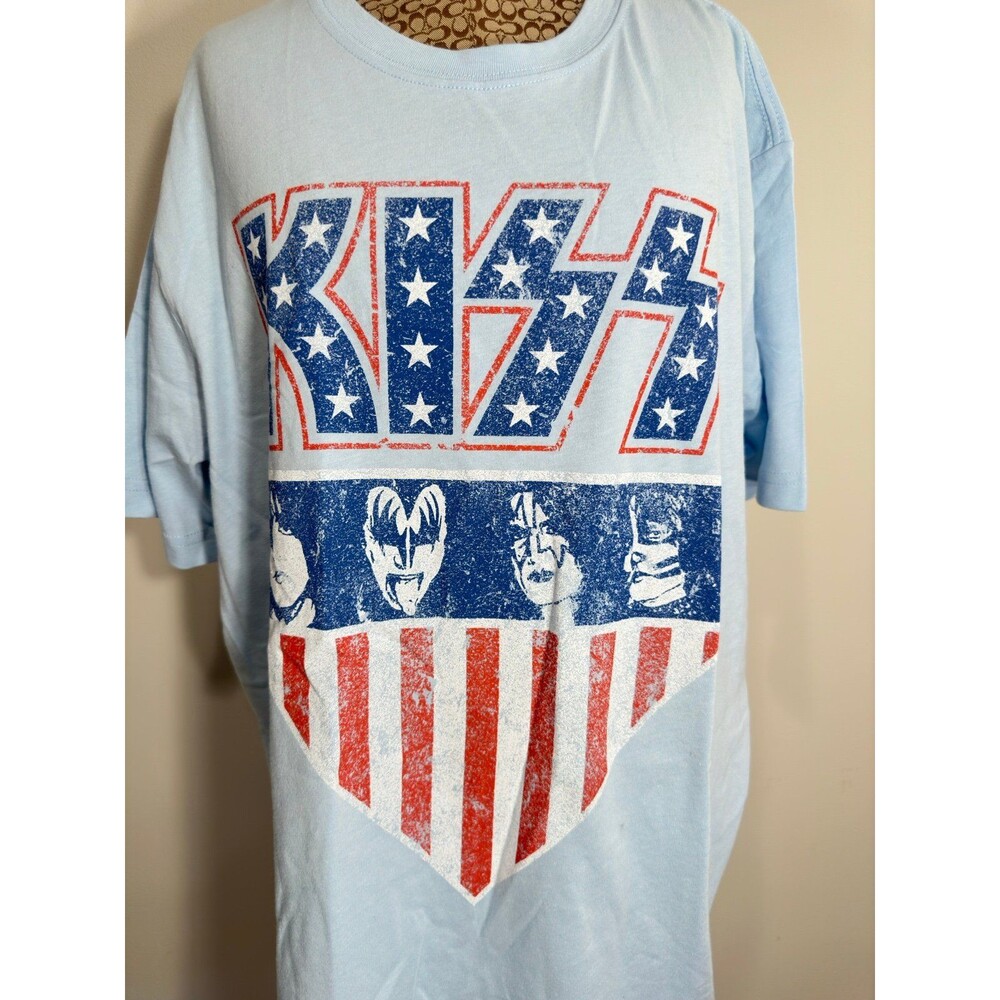 KISS Men's Americana Graphic Print Short Sleeve T-Shirt Crewneck